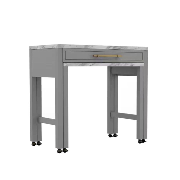 Simple Relax Faux Marble Top Counter Height Table, White, Light Gray