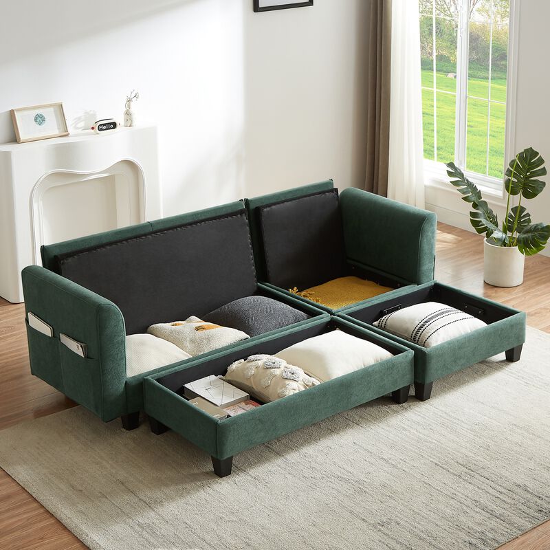 Merax Sectional Sofa L-shaped Sofa Upholstered Sectional Sofa with Ample Storage Space