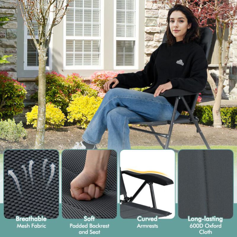 Hivvago 2 Pieces Outdoor Folding Patio Chairs with Adjustable Backrests for Bistro and Backyard