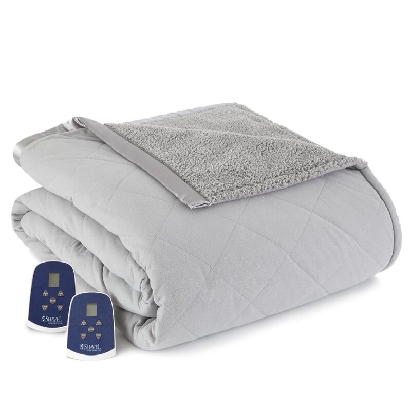 Shavel Micro Flannel Heating Technology Luxuriously Soft Solid Sherpa Electric Blanket - Full 72x84" - Ivory