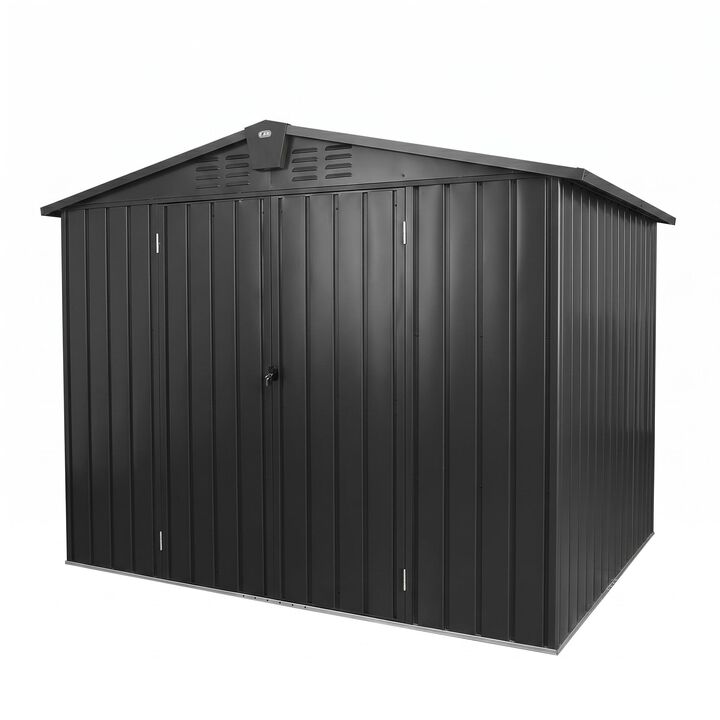 CLIHOME 8.2x6.2Ft Outdoor Metal Storage Shed,Patio Galvanized Steel Outdoor Storage Cabinet with Lock