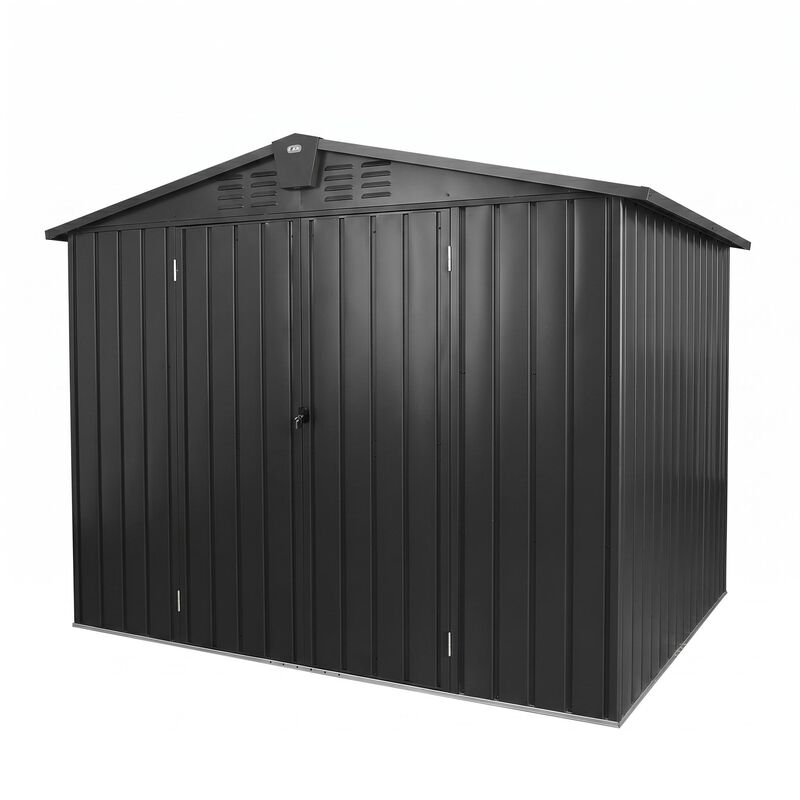CLIHOME 8.2x6.2Ft Outdoor Metal Storage Shed,Patio Galvanized Steel Outdoor Storage Cabinet with Lock image number 0