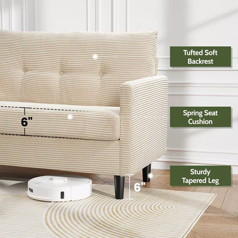 Cloud-Like Comfort in Minutes | 50" Dyonery Corduroy Loveseat image number 4