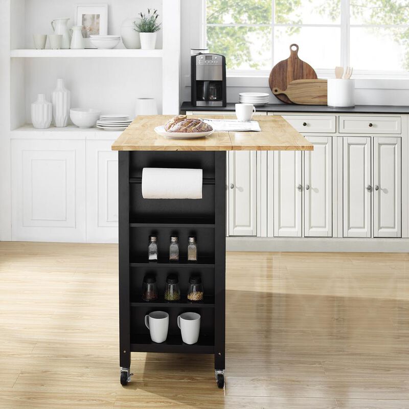 Savannah Wood Top Drop Leaf Kitchen Island/Cart