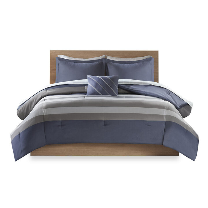 Gracie Mills Tavish Striped Comforter Set with Matching Bed Sheets