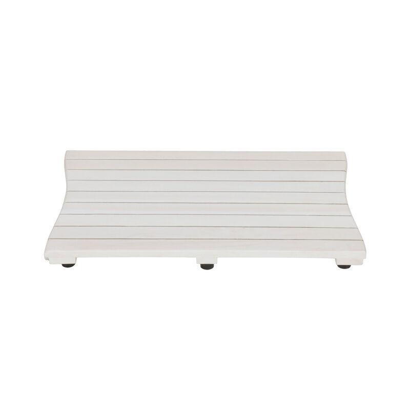 HomeRoots 23" White Teak Slat Non Slip Bath Mat image number 2