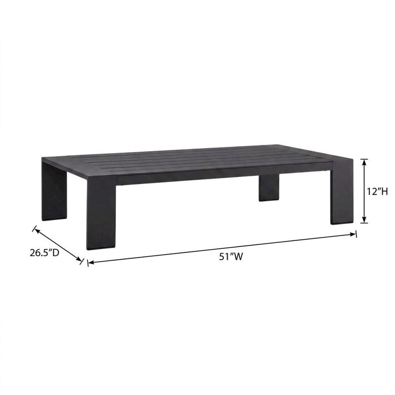Powder-Coated Aluminum Rectangular Outdoor Patio Coffee Table, Gray image number 2
