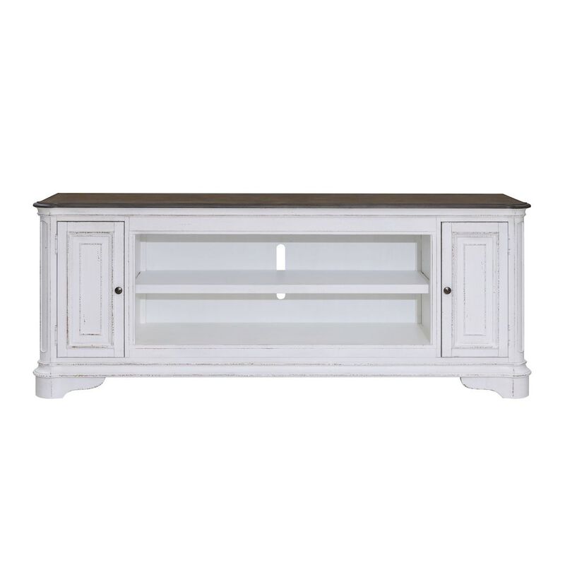 Liberty Furniture Magnolia Manor 82 Inch TV Console  - Antique White & Weathered Bark image number 0
