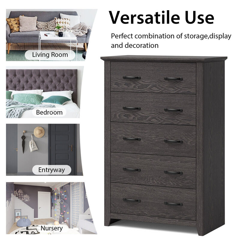 Tall Storage Dresser with 5 Pull-out Drawers for Bedroom Living Room