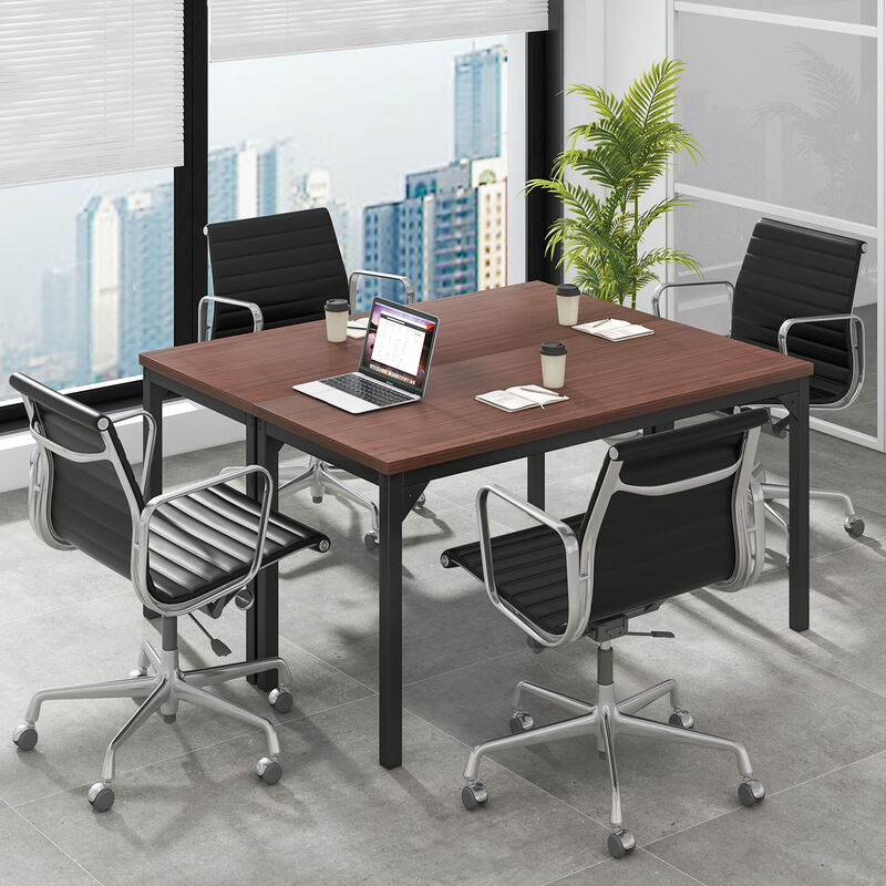 Costway Set of 2 55" Conference Table Office Computer Study Desk Metal Base Meeting Room