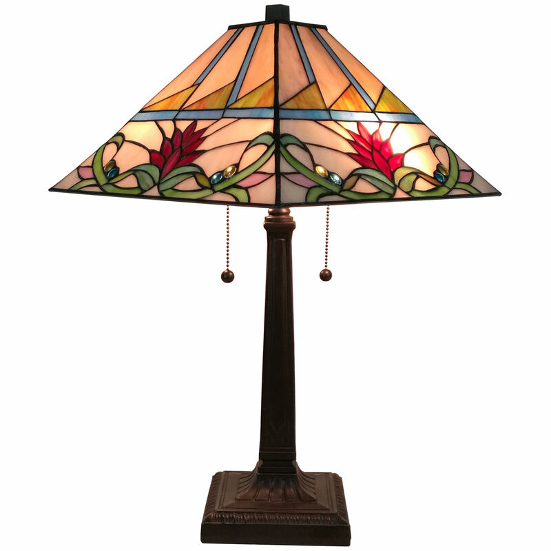 Hivvago 22" Dark Brown Metal Two Light Candlestick Table Lamp With White Empire Shade