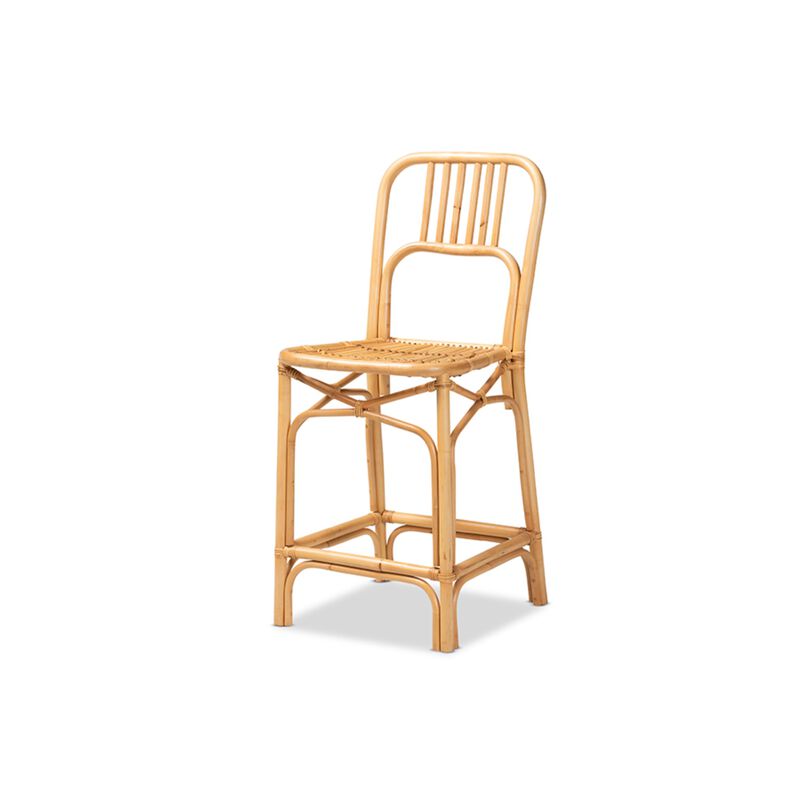 Baxton Studio Ivora Modern Bohemian Natural Brown Rattan Counter Stool