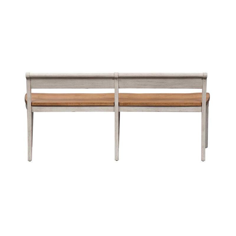 Liberty Furniture Farmhouse Reimagined Bench (RTA) in Antique White w/ Chestnut Top image number 5