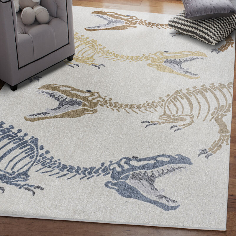 Kingdarr T-Rex Modern Kids Machine-Washable Area Rug