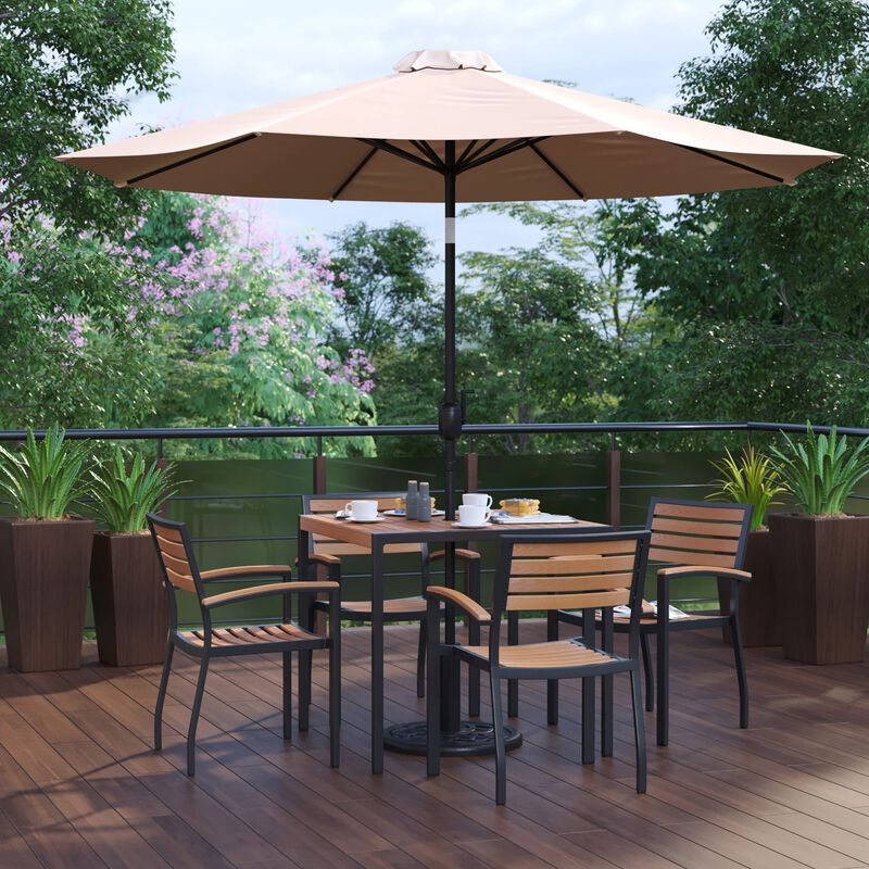 Table-4 Chairs-Umbrella & Base image number 1