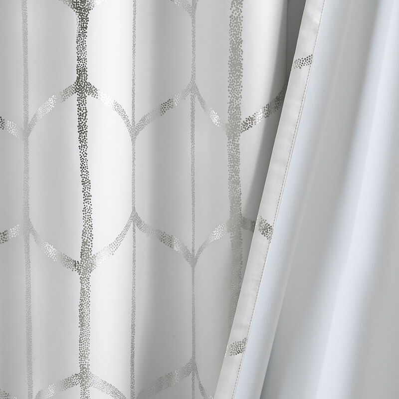 Gracie Mills Isabelle Metallic Geometric Total Blackout Grommet Top Curtain Panel - 50x63"