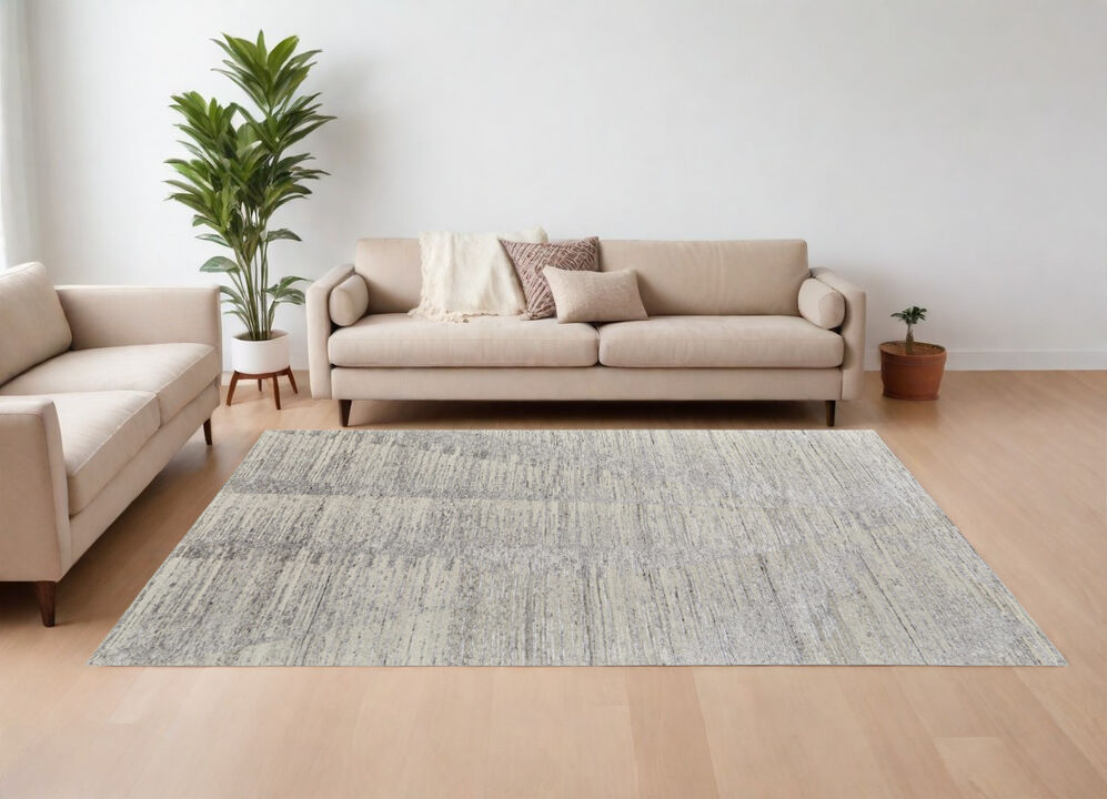 Abstract Hand Knotted Worn Faded Area Rug