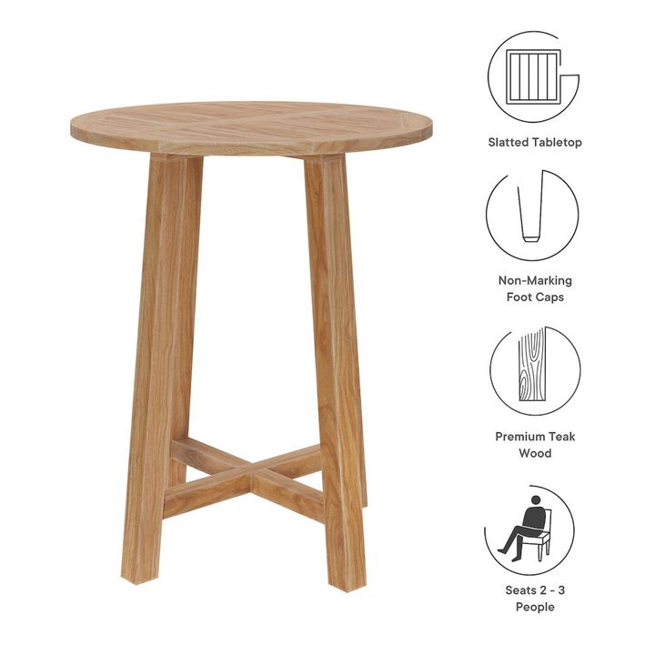 Wellspring 36" Outdoor Patio Teak Wood Bar Table