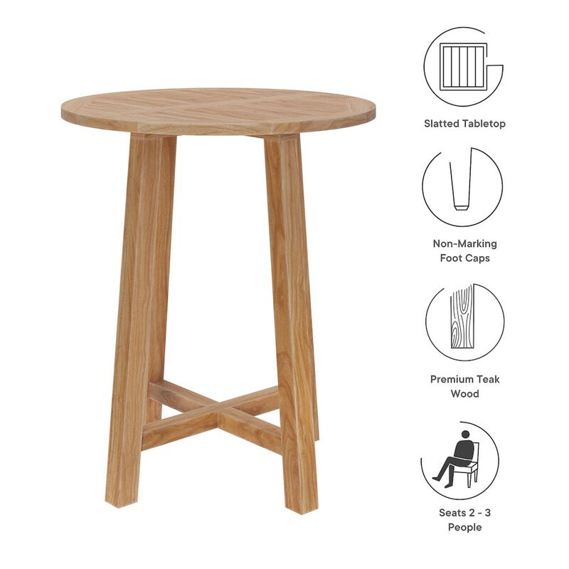 Wellspring 36" Outdoor Patio Teak Wood Bar Table image number 1