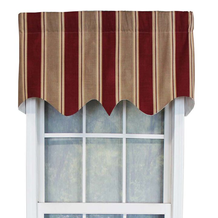 RLF Home Bodega Stripe Window Treatment Regal Valance 3" Rod Pocket 50" x 17" Mauve Red