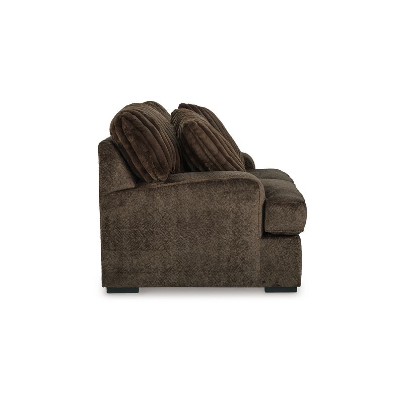 Ayle Loveseat, 2 Accent Pillows, Brown Corduroy Polyester 69 Inch