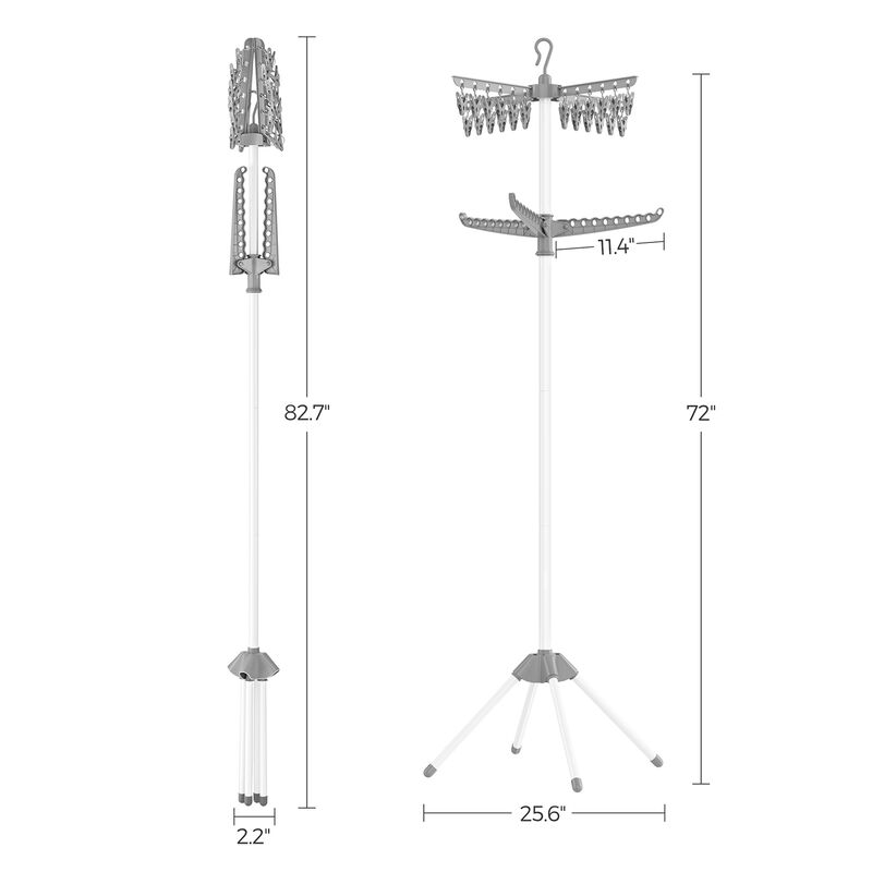 Foldable Indoor Rotary Garment Rack with 2-Tier Quadripod Frame