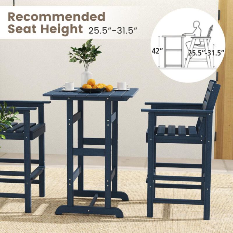 Hivvago Square Bar Table Dining Table with Slatted Tabletop for Poolside