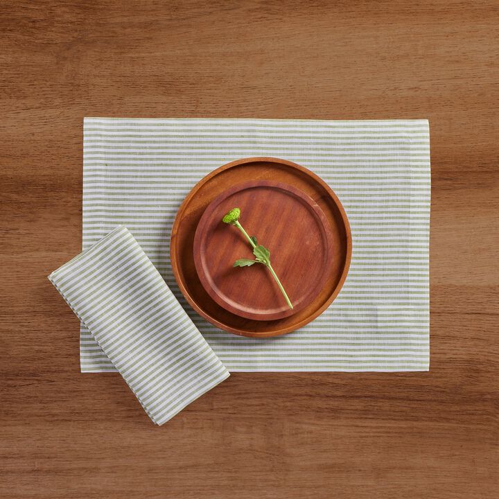 Solino Home 100% Pure Linen Dinner Napkins 20 x 20 Inch Set of 4 - Narrow Stripe