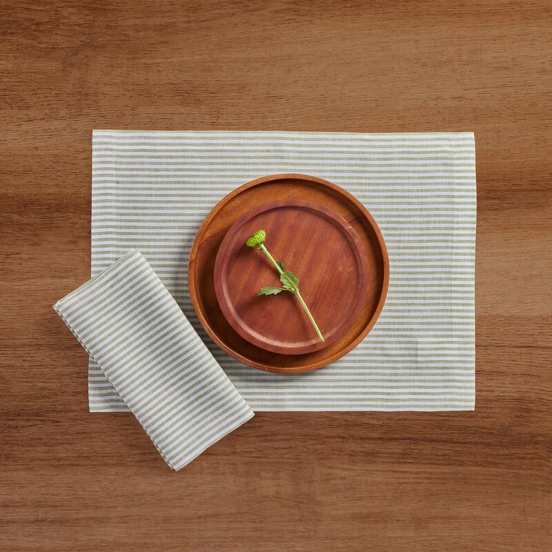 Solino Home 100% Pure Linen Dinner Napkins 20 x 20 Inch Set of 4 - Narrow Stripe