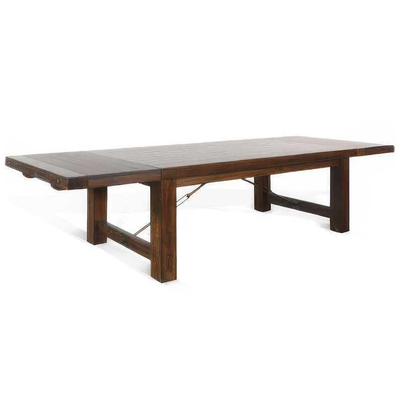 Reggie Dining Table, Brown Mahogany Rectangular Extendable 86-122 Inch