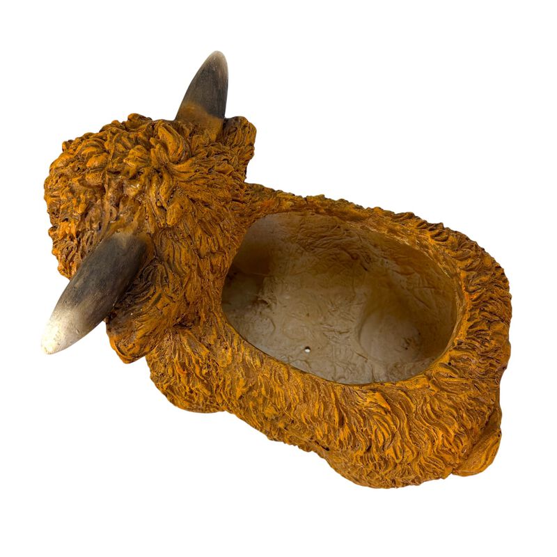 Zeckos Highland Cow Planter Brown Magnesium Oxide Farmhouse Decor 12in image number 3