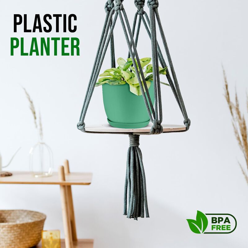 Planter Pots with Drainage Holes - Lightweight, Durable, and Space-Saving Pots for Indoor and Outdoor - Versatile Functionality, Simple Modern Design, Plastic Planter Pots