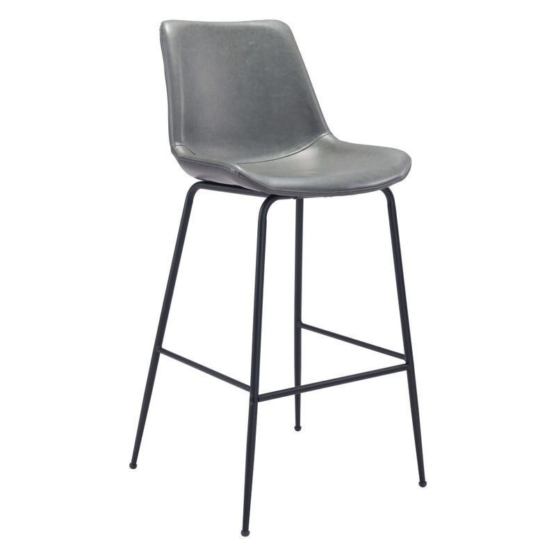 Hivvago 31  Inch Gray And Black Steel Low Back Bar Height Bar Chair