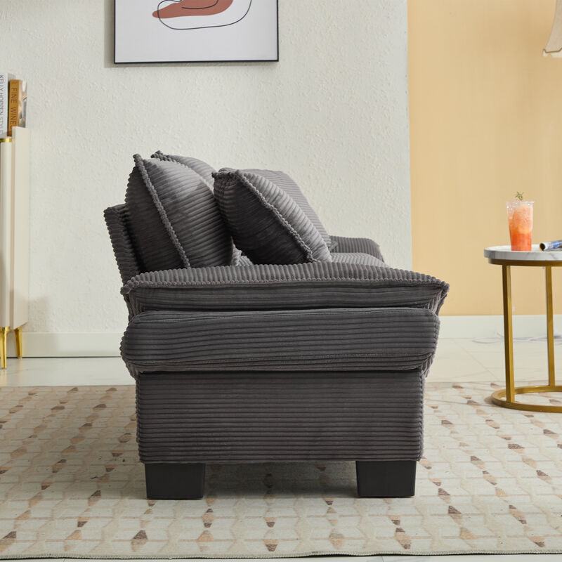 Merax Corduroy Sofa Loveseat Sofa with Pillows
