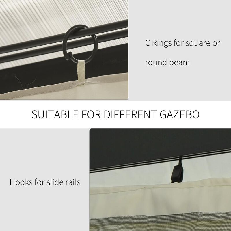 Hivvago Replacement Gazebo Walls 9.84' x 11.8' with C-Rings image number 3