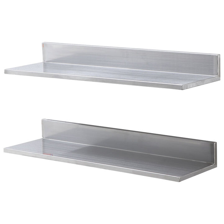 Stainless Steel Floating Shelves for Kitchen, Bar, or Restaurant, Set of 2
