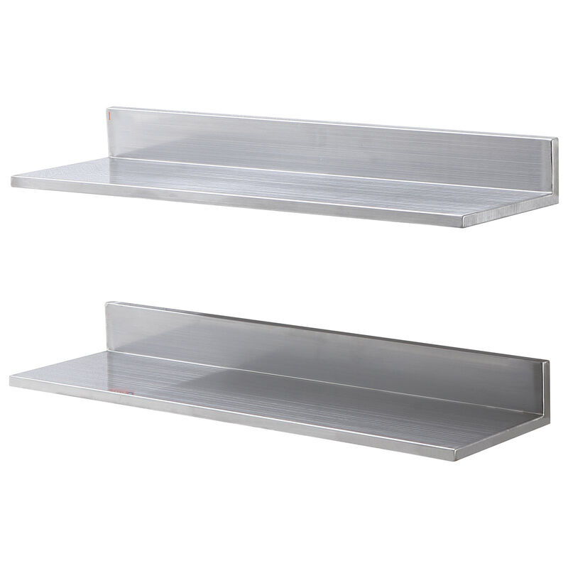 Stainless Steel Floating Shelves for Kitchen, Bar, or Restaurant, Set of 2