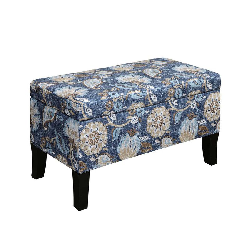 Convience Concept, Inc. Designs4Comfort Winslow Storage Ottoman, Indigo Flora Fabric
