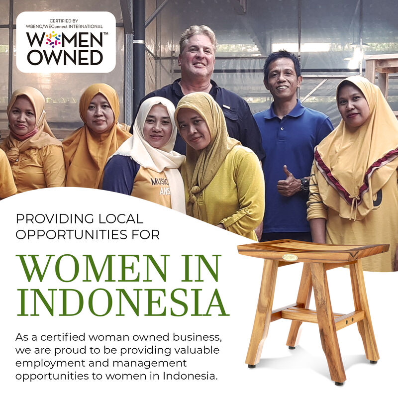 EcoDecors Satori 14" Solid Teak Shower Bench