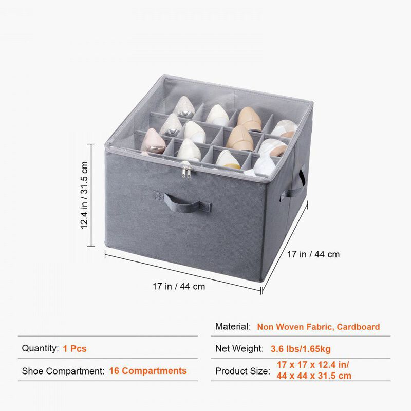 Under Bed Shoe Storage Organizer with 16 Compartments and Adjustable Dividers image number 2