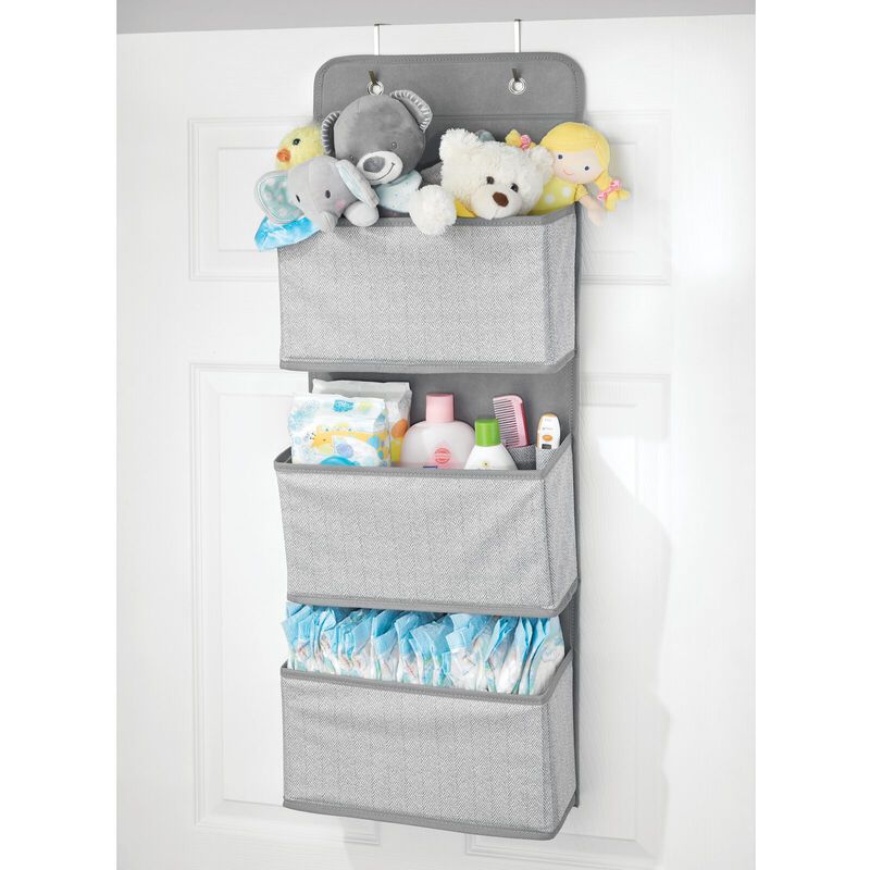 mDesign Fabric Baby Nursery Hanging Organizers with 3 Pockets
