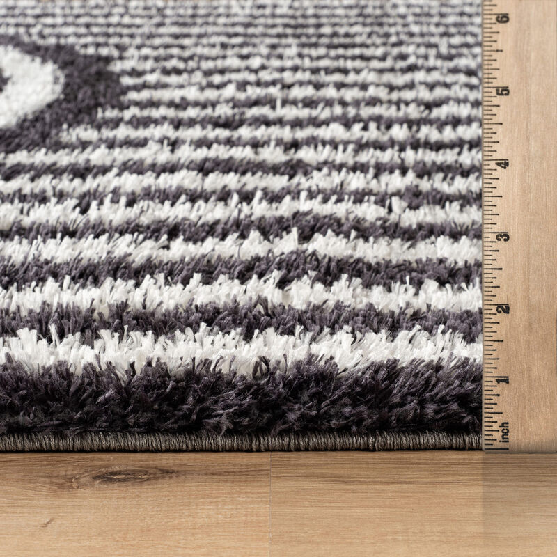 World Rug Gallery Abstract Arch Shag Rug &ndash; Medium Pile, Durable & Easy to Clean &ndash; Anthracite Dark Gray image number 2