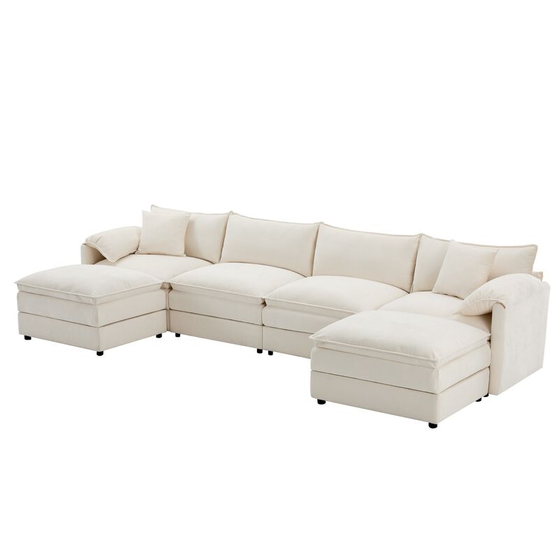 Fincep U-Shaped Modular Cloud Sectional Sofa image number 8