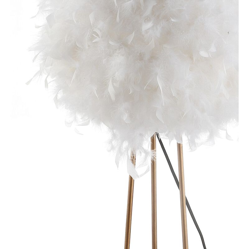 Stork 52" Feather Metal LED Floor Lamp, White/Gold