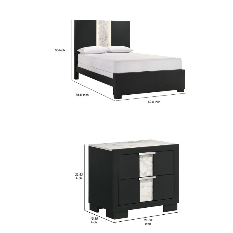 Bedroom Set, Wood, 2 Piece Set with Nightstand image number 4