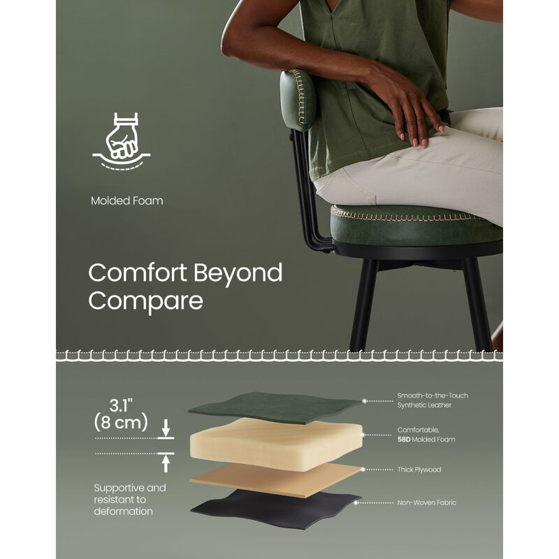 Comfortable Bar Stools Set of 2 for Dining Room or Counter Seating