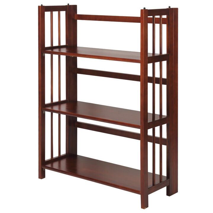 Casual Home 3-Shelf Folding Stackable Bookcase (27.5" Wide)-Walnut