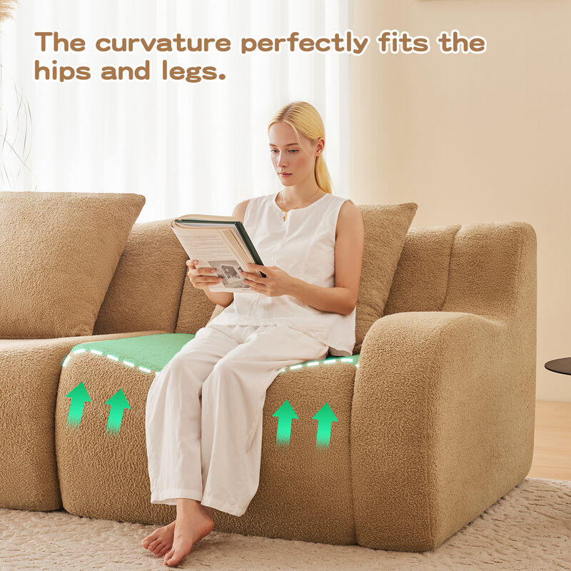 Merax Simplified Modular Sectional Sofa Premium Skin-Friendly Teddy Fabric 32D High Density Sponge image number 5