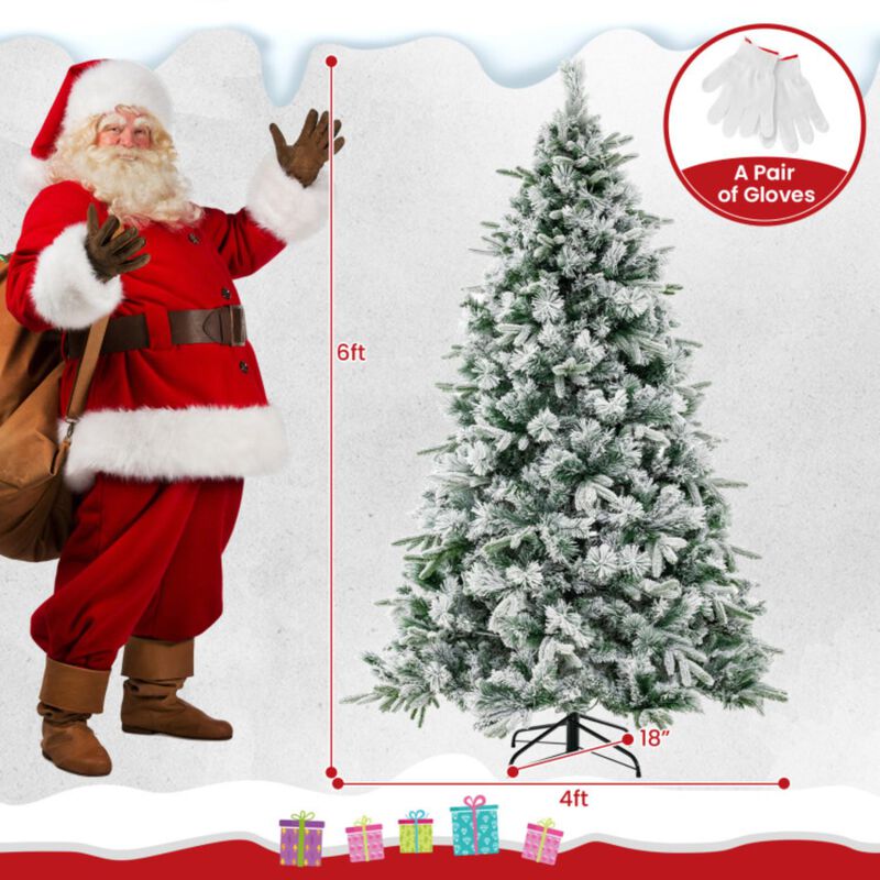 Hivvago Flocked Christmas Tree with 250 Warm White LED Lights and 752 Mixed Branch Tips