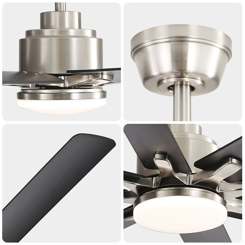 52-Inch Smart Ceiling Fan With Lights, 6 Wind Speed With 8 Black ABS Blades, Voice Remote image number 5